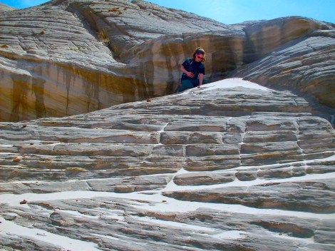 Climbing the “rock hill.” 