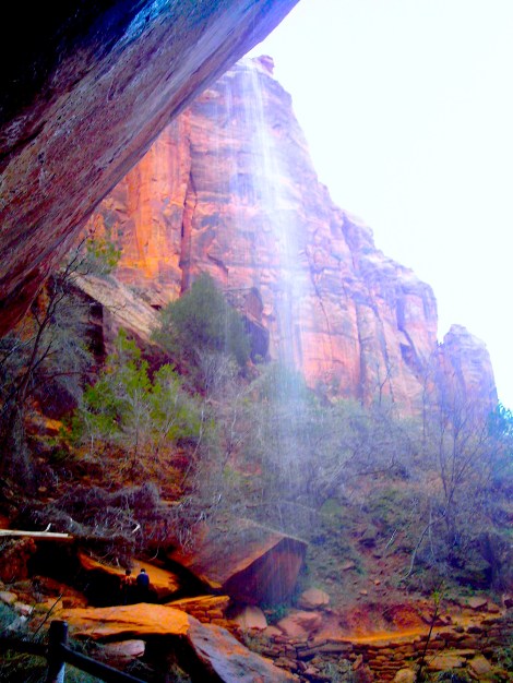 The water coming over the top. 