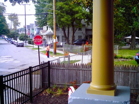 This guy was selling parking spots on his lawn. Like that’s his job. 