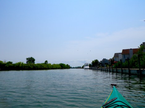 The first channel we went to had apartment complexes along the canal.